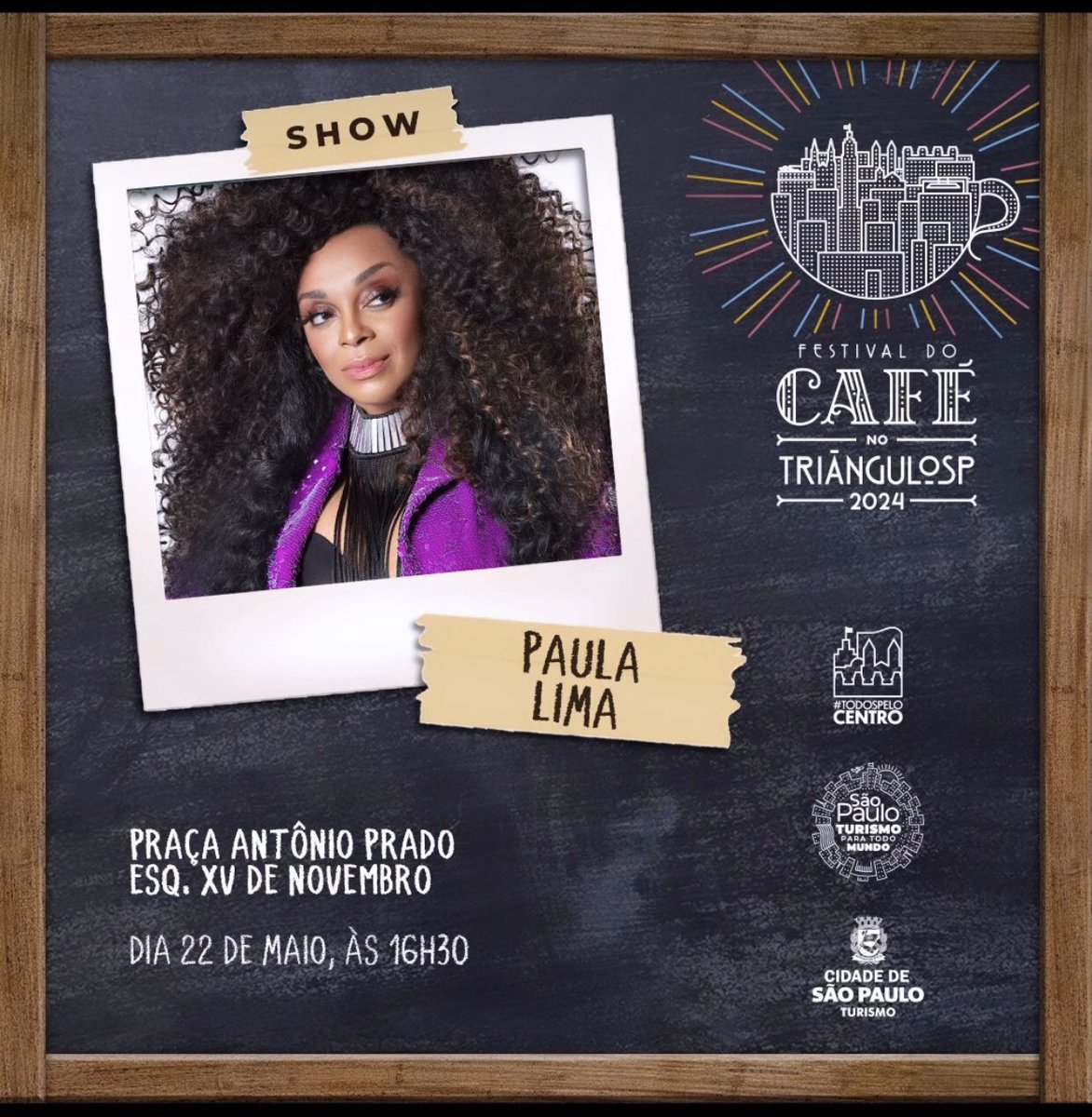Agenda 
Na próxima quarta-feira dia 22 de Maio tem o Festival do café com show da maravilhosa @paulalima na Praça Antônio Prado no centro de SP #agenda #festivaldocafé #paulalima