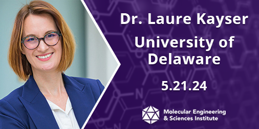 TUESDAY at 1pm: #MolESseminar with Dr. Laure Kayser from @UDelaware for a talk on 'Controlled Polymerizations Applied to Organic Bioelectronics.' The talk is in NanoES 181 at 1 PM.  #molecularengineering @LaureKayserLab @AurMatthew @UWChemistry @udmseg