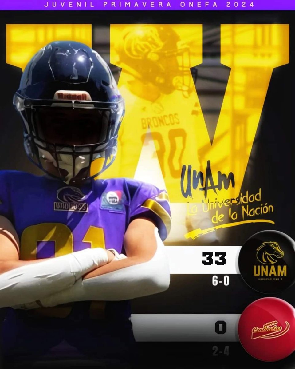 PUMASCUfanbase's tweet photo. ¡SON PERFECTOS! 6-0

LOS BRONCOS UNAM PREPA 1 terminaron INVICTOS la temporada regular de la JUVENIL PRIMAVERA ONEFA 2024

Derrotaron el fin de semana 33-0 a los CENTINELAS SDN

#PumasLAVIDA #ONEFA
#UNAM
#PrepaUNO #SOYDEPORTEUNAM https://t.co/tFaqNqJ6Bs