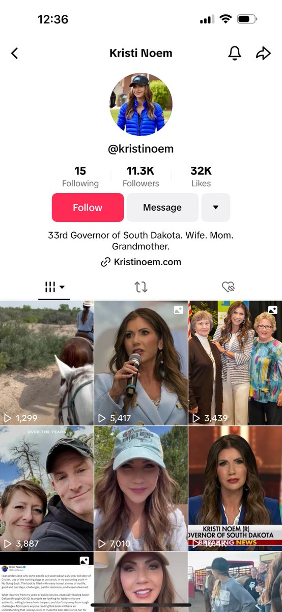 kimbartling's tweet photo. @KristiNoem Isn’t this your official account? 🤷‍♀️ https://t.co/mDDYbY4TpT