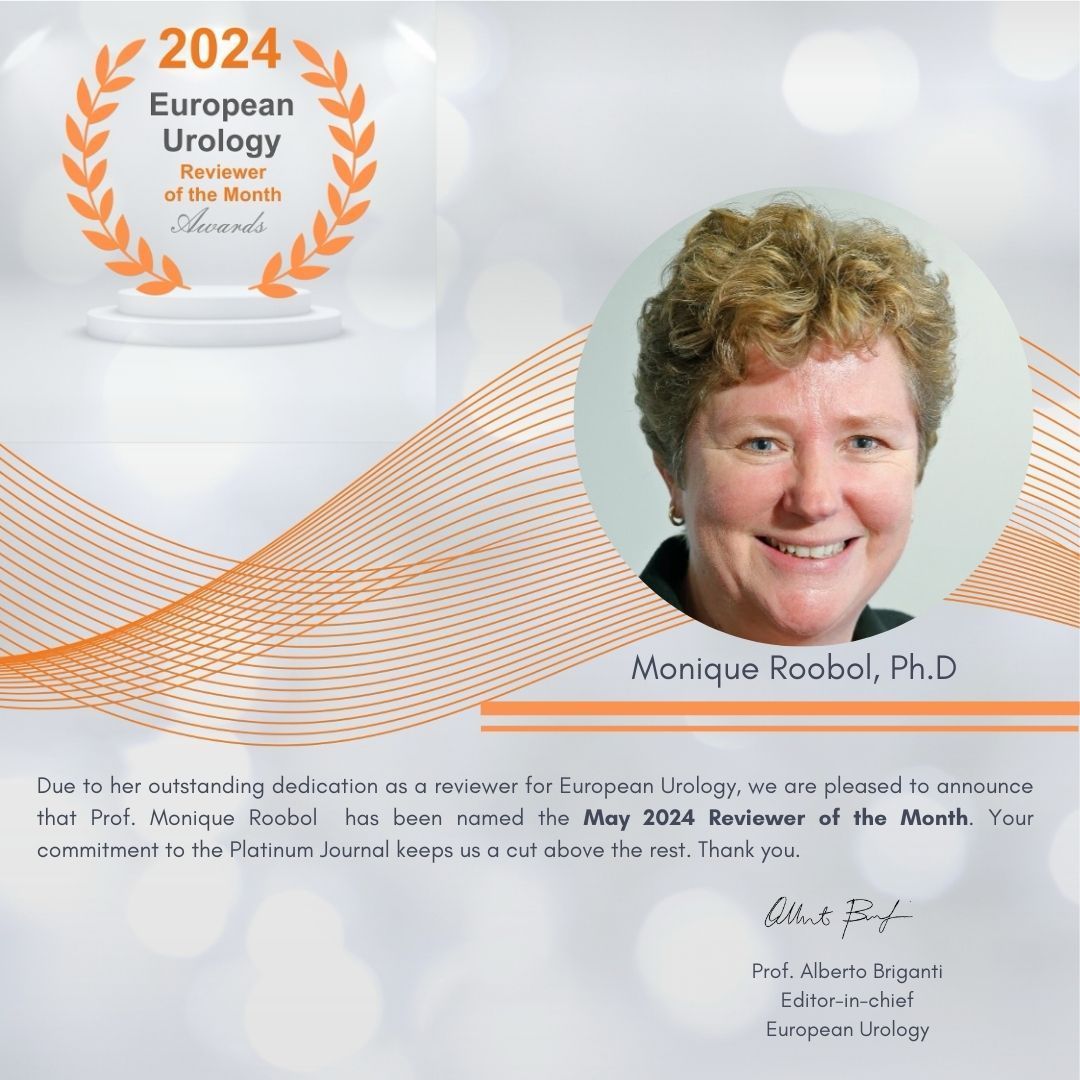Congratulations to our May 2024 Reviewer of the Month, Monique Robool! Thank you for your continued support to European Urology #ROTM #Reviewerofthemonth #UroSoMe #Medtwitter