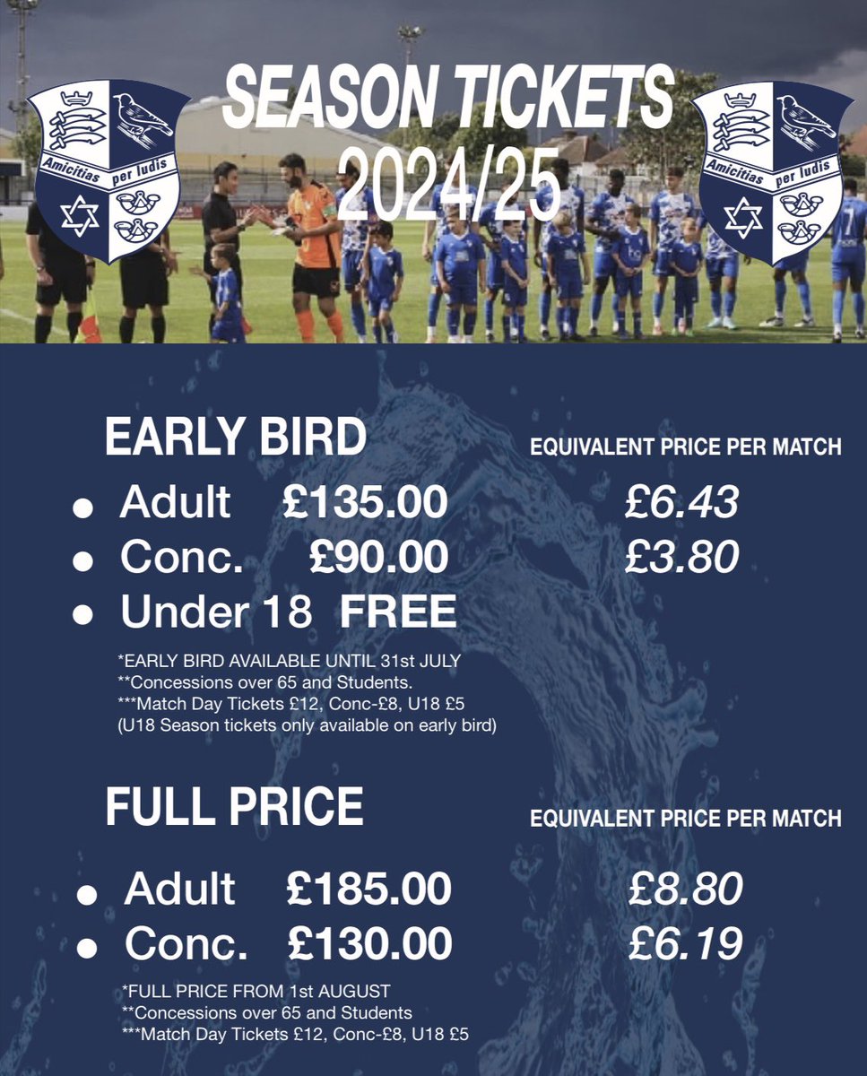 WinFinchleyFC's tweet photo. BREAKING NEWS ! 2024-25 
Season Tickets NOW ON SALE ! 

🔗Head over to https://t.co/cYVlDIVx4o now and make great savings with our EARLY BIRD Offers

#WFFC 🔵⚪️🔵⚪️ #seasontickets #earlybird https://t.co/2Ym9XZVeqo