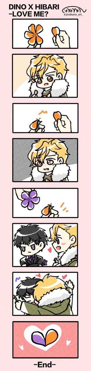 sakana_art_'s tweet photo. 【2024.5.21落書き】迪雲🧡💜Love me?
靈感來自官方周邊，撇完覺得不加台詞應該能懂這個經典梗🤣 
喜歡迪諾哭哭（雲雀表示
也祝大家我愛你❤️😘
冷知識今年520和521的農曆就是1314唷🥰
#FANART 
#디노히바 
#D18 
#ディノヒバ 
#DinoHibari https://t.co/fAb7Mlrs78