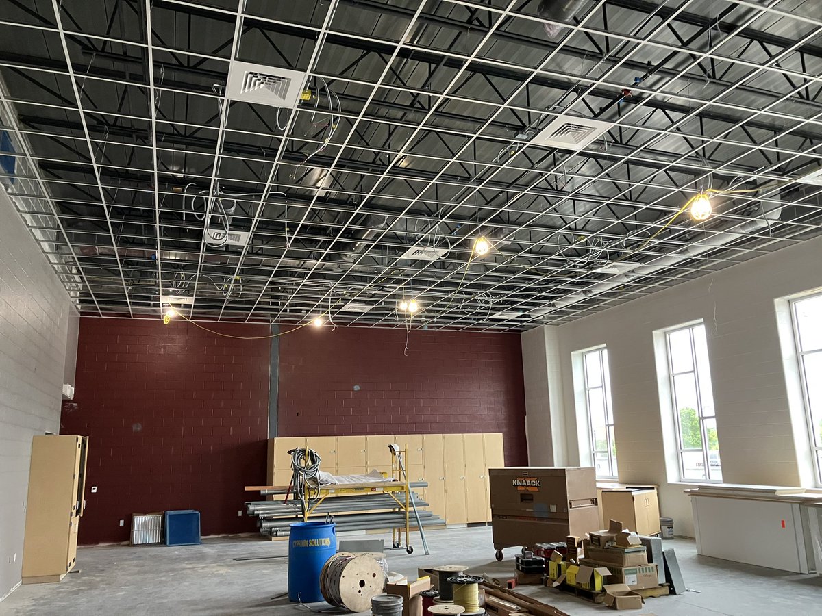 We are also excited to share the pictures of our music classroom additions. You can see the new and improved instrument storage lockers and the high ceilings.