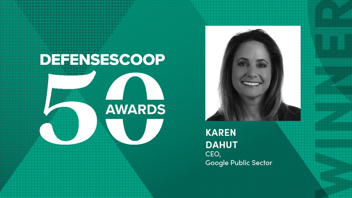 Congratulations to @KarenDahut, CEO of @Google Public Sector, on your 2024 #DefenseScoop50 Industry Leadership Award! #GoogleforGov  

🏆 Discover this year's awardees: defensescoop.com/list/meet-the-…