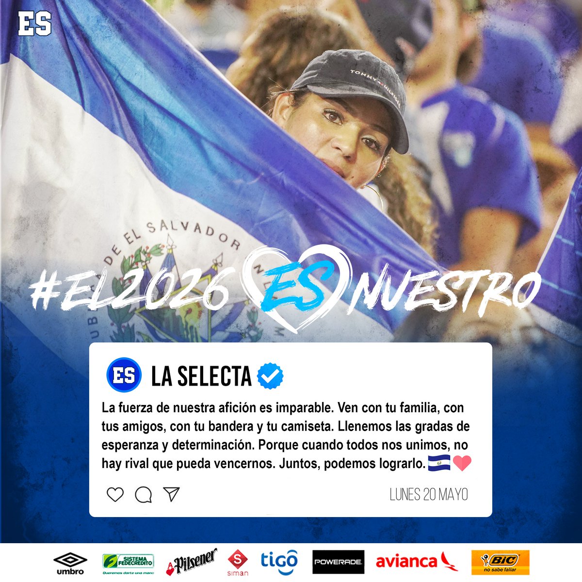 🏟️🇸🇻 ¡Unámonos y demostremos nuestro amor por la #AzulYBlanco! 👏 Apoyemos juntos a #LaSelecta #El2026ESNuestro #RoadTo2026 #ESAlMundial