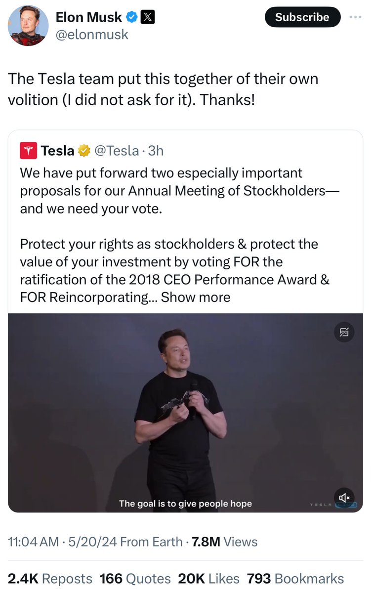 “i swear my employees just created this video for me urging shareholders to vote to give me billions of dollars after i laid off thousands of their coworkers

i didn’t have anything to do with it, honest!”