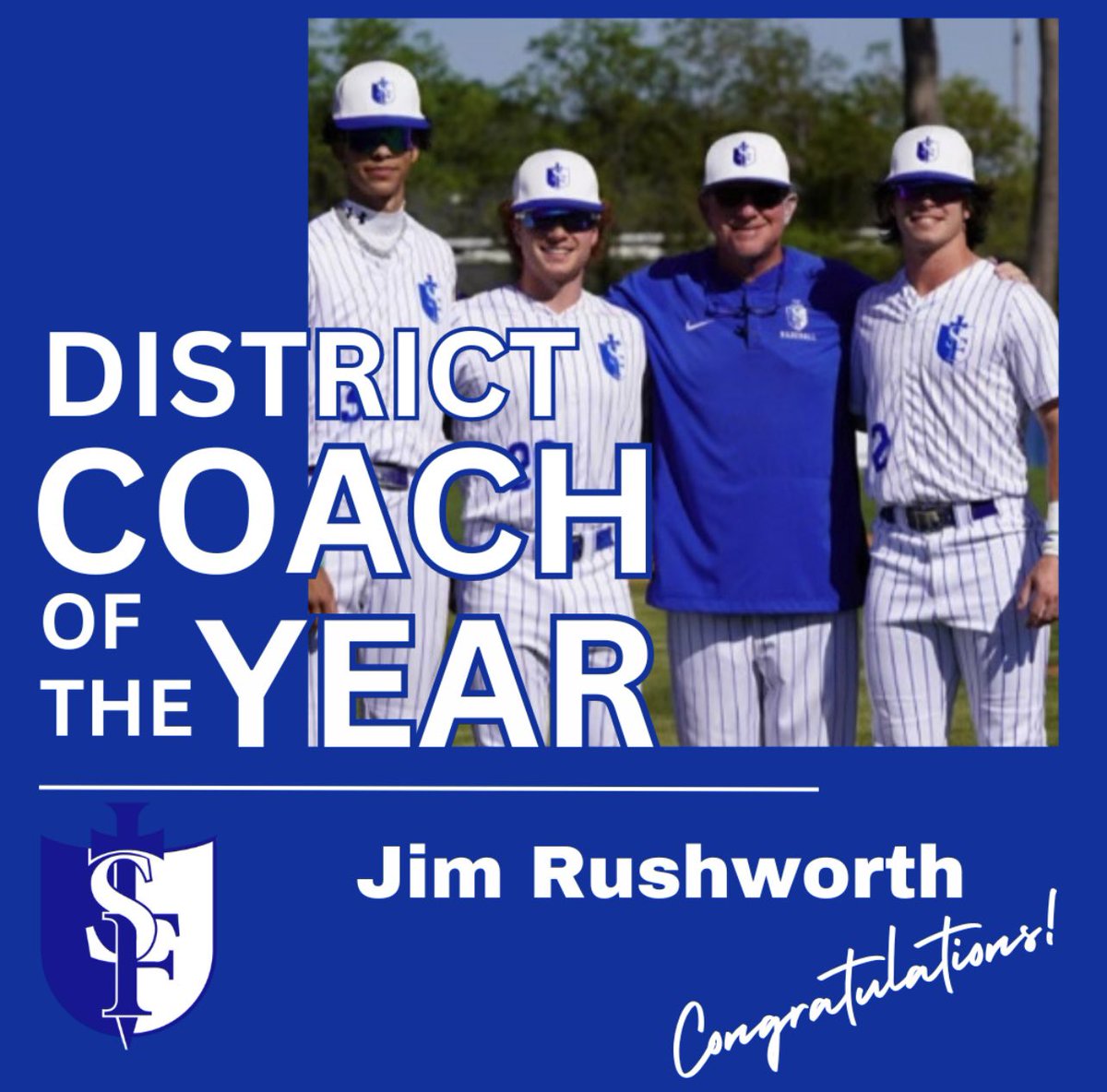 sfhs_warriors's tweet photo. Congratulations to Coach Rushworth on earning the 2024 Coach of the Year for District 2-1A! We are Warrior Proud! #SFHSWarriors #SFHSBaseball #beawarrior https://t.co/miamnte6fy
