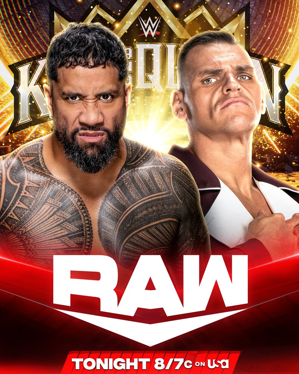 Who will head to #WWEKingAndQueen when Jey Uso takes on @Gunther_AUT in the semifinals of the #KingOfTheRing Tournament TONIGHT on #WWERaw? 📺 8/7c on @USANetwork