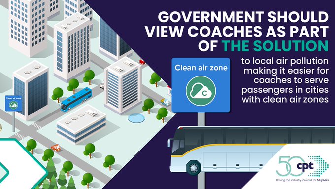 Thanks if you plan to travel by coach this #BankHoliday Modern coaches emit 6 X less pollution per passenger than private cars. Coaches are a key part of the solution to air pollution: Read CPT’s bit.ly/CPTCoachManife…… #AccessAllAreas #FeelGoodFriday