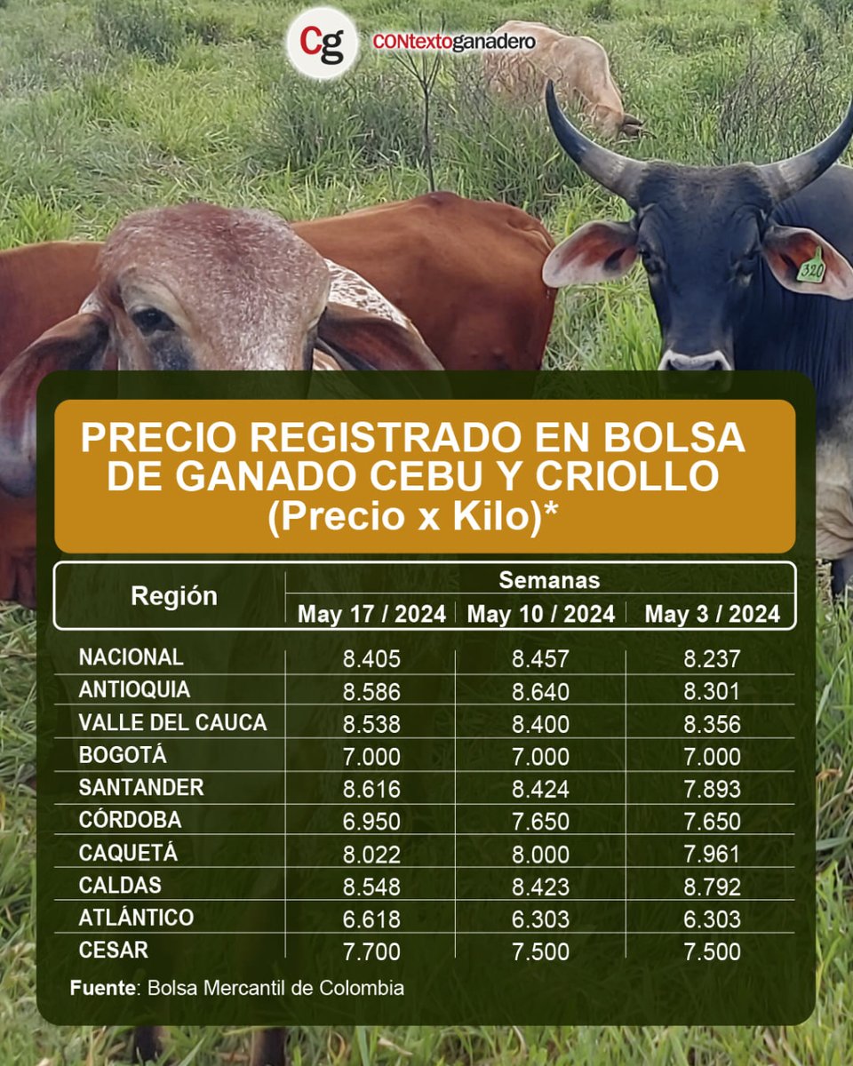 En esta semana el precio promedio del ganado gordo volvió a situarse a tan sólo 28 pesos de los $8.000 por kilo; y el flaco mejoró en promedio $50 por kilo. 👉 bit.ly/4bqSmqP 👈