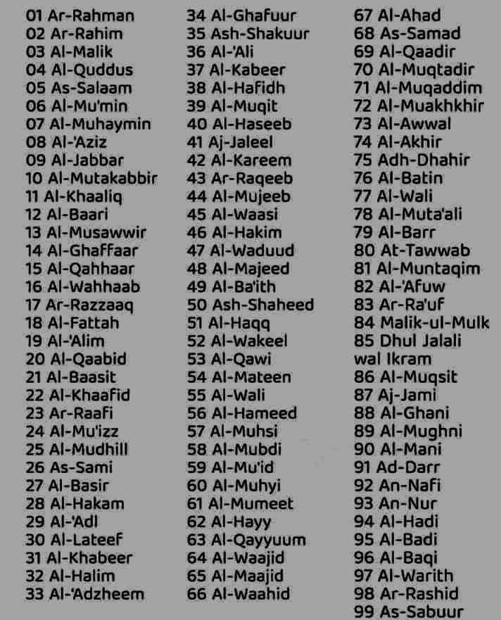 Let's type one Name of ALLAH (S,W,T)