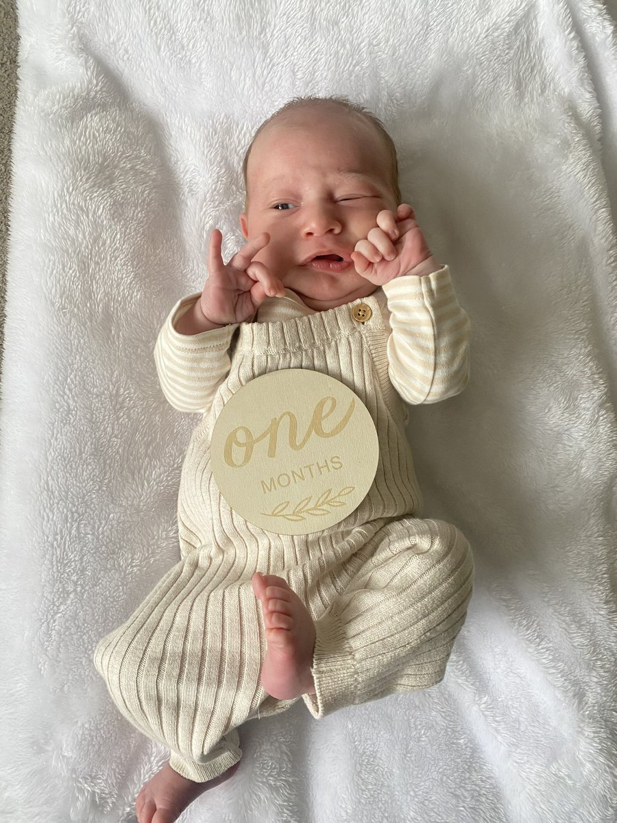 Not so sure Toby is too happy about turning a month old! It has been the most treasured, magical month of our lives! We love you so much little man! 🩵 @oliverwatts_94