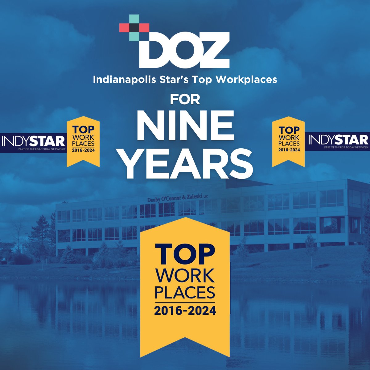 DOZ is honored to be recognized as one of Indianapolis Star's Top Workplaces for the 9th year in a row! This award highlights our talented team's dedication and commitment to building a positive and rewarding work culture! #DOZDifference #TopWorkplaces #IndyStar