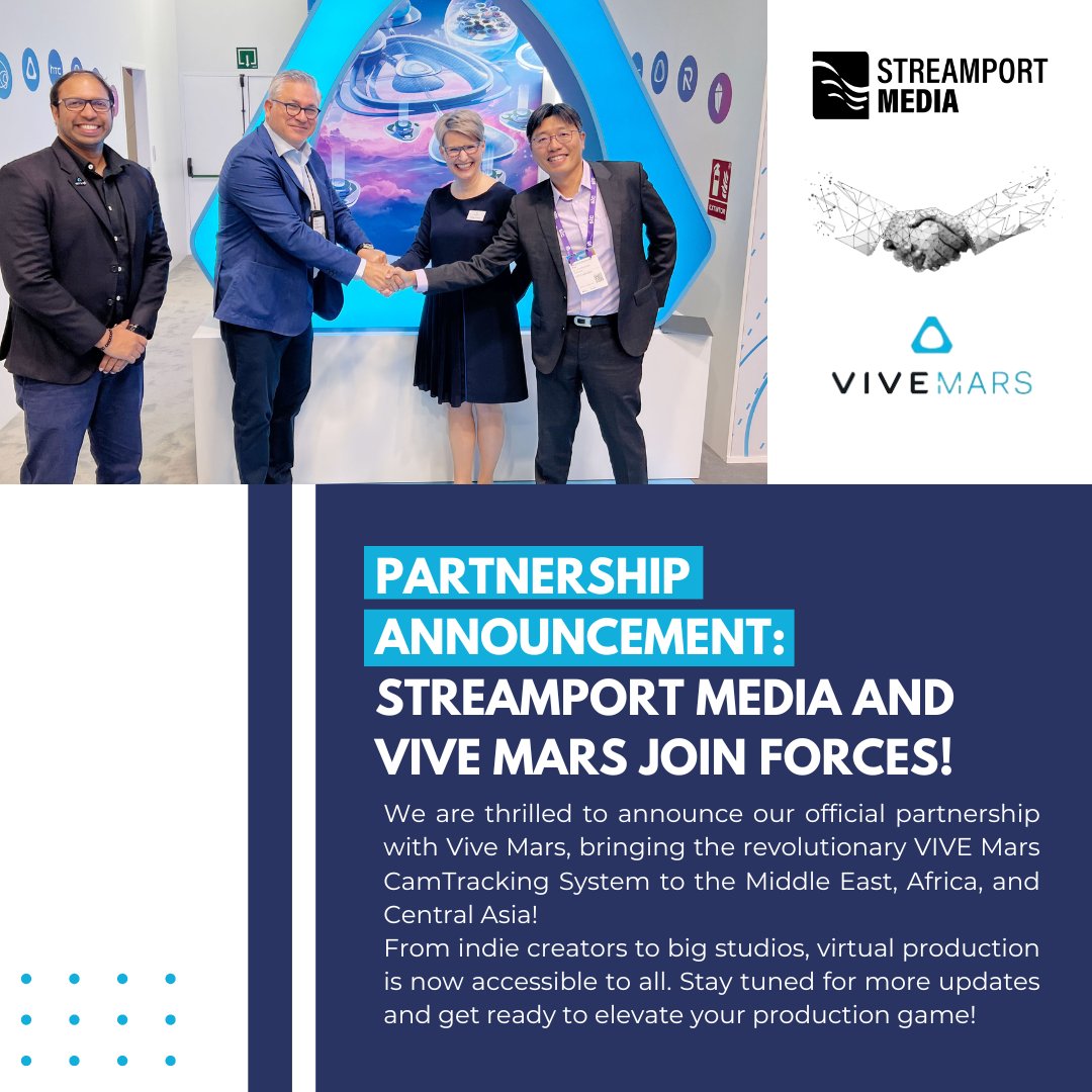StreamPort Media and VIVE MARS Join Forces! 🤝
We are thrilled to announce our official partnership with VIVE MARS, bringing the revolutionary VIVE Mars CamTracking System to the Middle East, Africa, and Central Asia! 🌍

#StreamPortMedia #VIVEMars #VirtualProduction #Innovation
