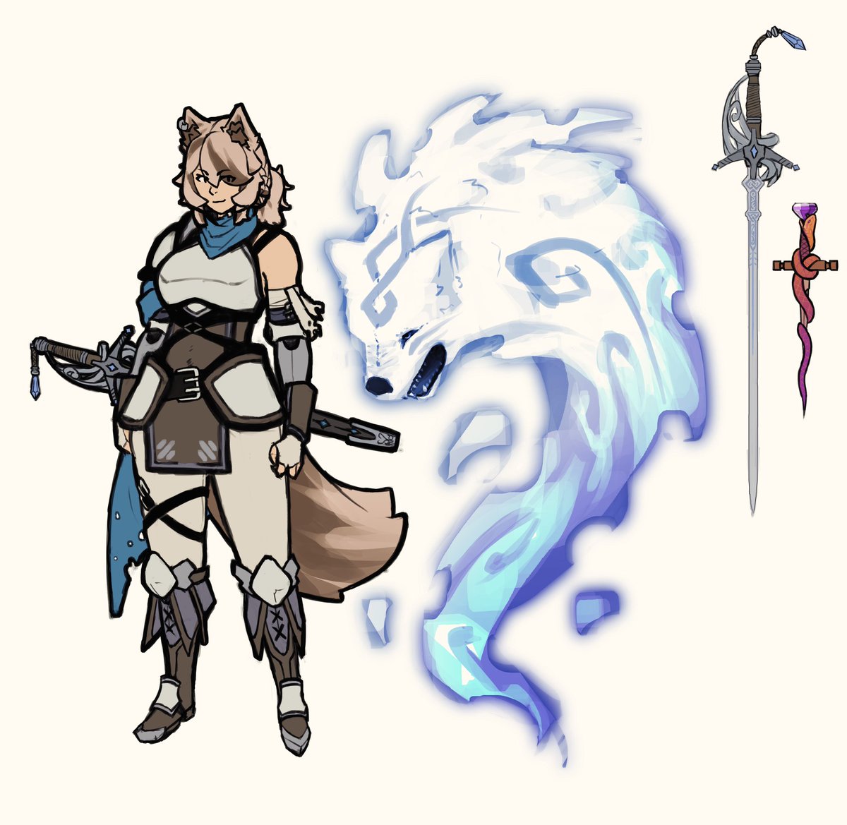 Final redesign for my dnd character Silvy! She's been in a campaign running just short of 3 years and it's all coming to an end in just a couple sessions 🥺

As of the end of the campaign she's a lv10 Thief Rogue and Lv 2 Echo Knight Fighter! It has been amazing playing her 💙