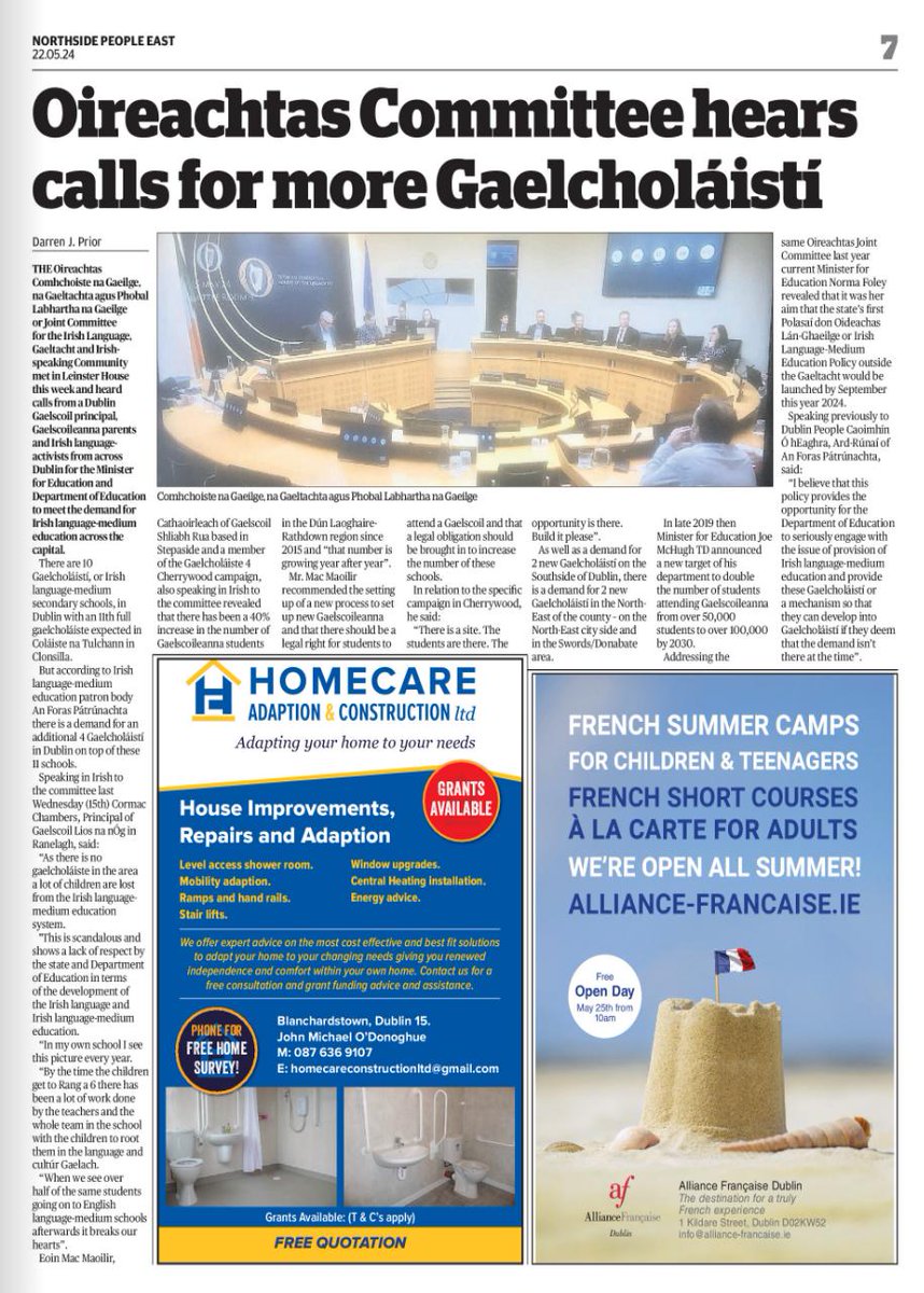 Darren J. Prior (@darrenjprior) on Twitter photo Here is an article or report I got published in this week's 3 @DublinPeople newspapers about last week's Oireachtas <a href="/OireachtasNews/">Houses of the Oireachtas - Tithe an Oireachtais</a> committee meeting about the unmet demand for more Gaelscoileanna in Dublin at both primary and even moreso second level:
<a href="/NormaFoleyTD1/">Norma Foley T.D</a> Here is an article or report I got published in this week's 3 @DublinPeople newspapers about last week's Oireachtas <a href="/OireachtasNews/">Houses of the Oireachtas - Tithe an Oireachtais</a> committee meeting about the unmet demand for more Gaelscoileanna in Dublin at both primary and even moreso second level:
<a href="/NormaFoleyTD1/">Norma Foley T.D</a>