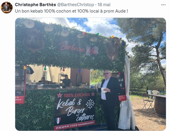 'Kebab et burgers cathares' 🤨
...
Mais... mais je... mais enfin... 😱

LES CATHARES ÉTAIENT VÉGÉTARIENS 🙃🤦

(Bon, en vrai les cathares n'ont pas existé, mais parmi ce qu'on dit d'eux au Moyen Âge, il y a le fait qu'on leur prête souvent un régime végétarien !)