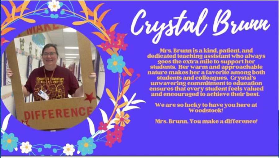 Mrs. Brynn is a kind, patient and dedicated teaching assistant who always goes the extra mile to support her students. She makes a tremendous difference @WoodchuckWorld @vbschools