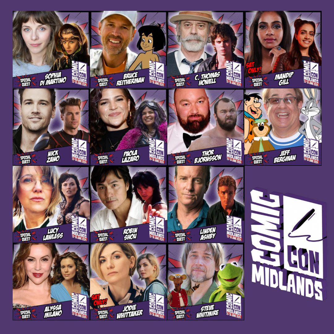 Don't miss the chance to meet your favourite celebrities at @comconmidlands_!💜 Check out the amazing guest line-up and grab your tickets now for an unforgettable experience! bit.ly/ccmidlands24 🙌 Who are you most excited to meet?