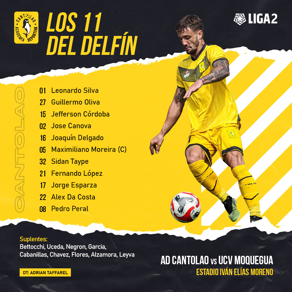 📣 Los 1️⃣1️⃣ del ‘Delfín’ que salen a la cancha para enfrentar a UCV Moquegua 👊🏽🟡⚫ ¡Vamos equipo! #ADCxUCV #CantolaoFuerza 👏🏽