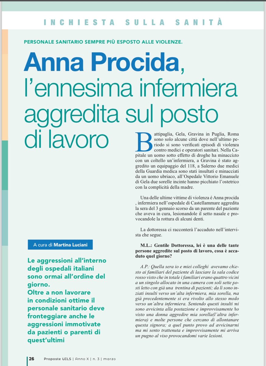 ProposteUils's tweet photo. Anna Procida, l’ennesima #infermiera aggredita sul posto di #lavoro https://t.co/TsEYOAFI4O