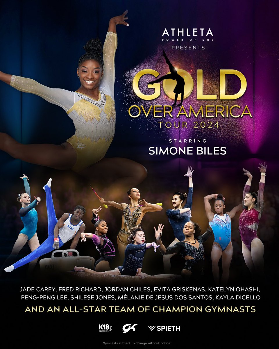 ICYMI: Tickets for @Simone_Biles and @Athleta present #GoldOverAmericaTour are now on sale! 🎟✨ Explore the full list of cast members and shop tickets ⬇️ businesswire.com/news/home/2024…