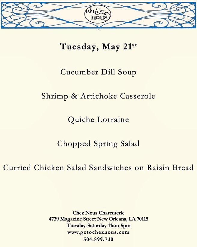Please call 504.899.7303 to place your order for pickup.  #nolatwitter #cheznouscharcuterie #gourmetcuisine #gourmetfood #neworleans #southernfood #southerncooking #creolefood #creolecooking #cajunfood #cajuncooking #preparedmeals