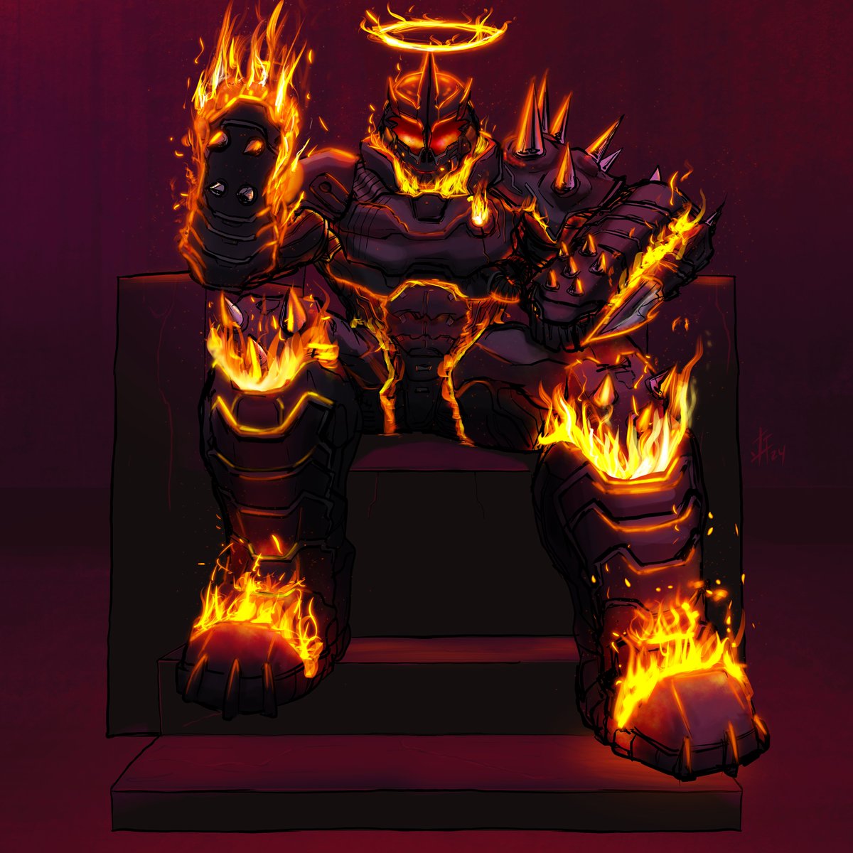 boomshootart's tweet photo. God Complex
Art by @JLGARCIA_ART for my #Doom fanfic #DayOfWrath
Featuring Deathpyre Slayer, my #DarkLord depiction of #Doomguy
#doom2016 #doometernal #doomslayer #villain #demon #demonic #demonlord #demonking #hell #throne #satan #devil #lucifer #evil #davoth #armor https://t.co/uzGDs3kJEz
