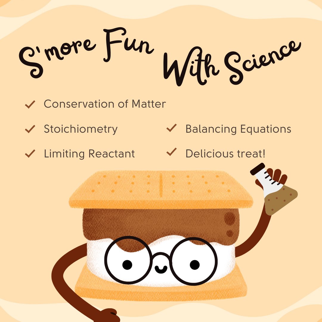 S'mores and Chemistry are a delicious combination! ⁣⁣
😍⚗🍫🔥😋⁣⁣
The stoichiometry of S'mores lab can be found here.
teachnlearnchem.com/Keys%20Workshe…
#endoftheschoolyear #sciencefun #chemistryisfun