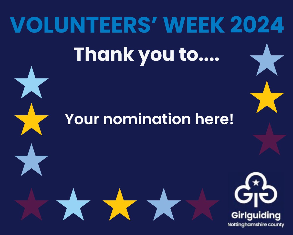 3-9 June is Volunteers' Week & we are giving our members the opportunity to shout out about the amazing things which are done across the county. Just  email pr@girlguidingnottinghamshire.org.uk. #TeamNotts #VolunteersWeek24