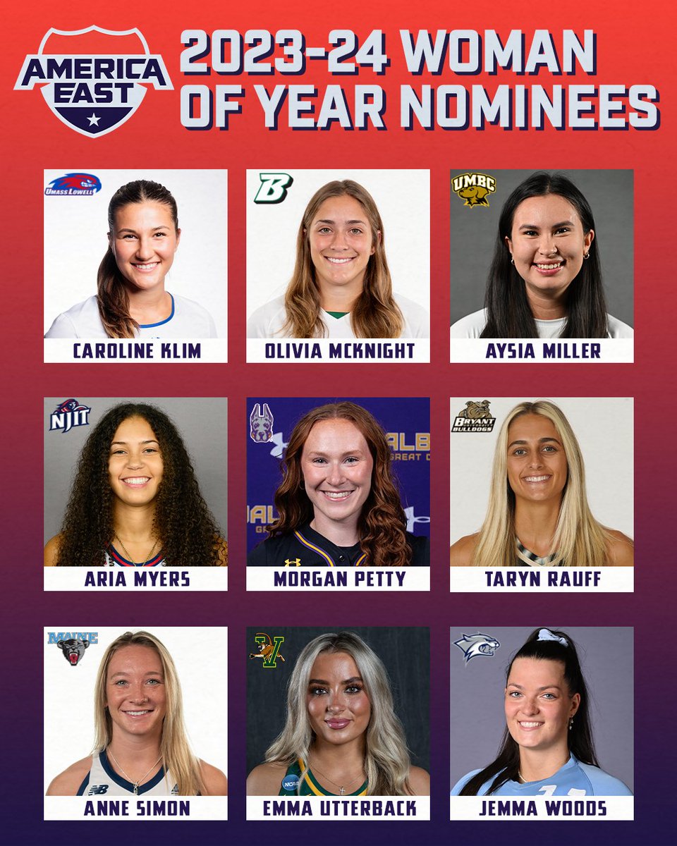 𝐖𝐎𝐌𝐀𝐍 𝐎𝐅 𝐓𝐇𝐄 𝐘𝐄𝐀𝐑 𝐍𝐎𝐌𝐈𝐍𝐄𝐄𝐒 Congratulations to the nine nominees for the 2024 @AmericaEast Woman of the Year! Finalists for the award will be named next week! 📰 americaeast.com/news/2024/5/20…