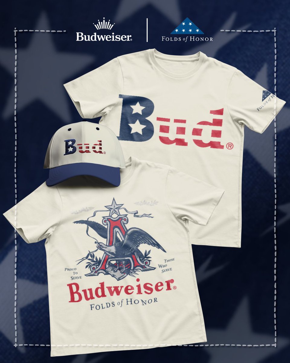 Budweiser (@budweiserusa) on Twitter photo Shop our military collection with <a href="/FoldsofHonor/">Folds of Honor</a> and wear you support on your sleeve.
What piece are you adding to your cart? bit.ly/4bHA5W4 Shop our military collection with <a href="/FoldsofHonor/">Folds of Honor</a> and wear you support on your sleeve.
What piece are you adding to your cart? bit.ly/4bHA5W4