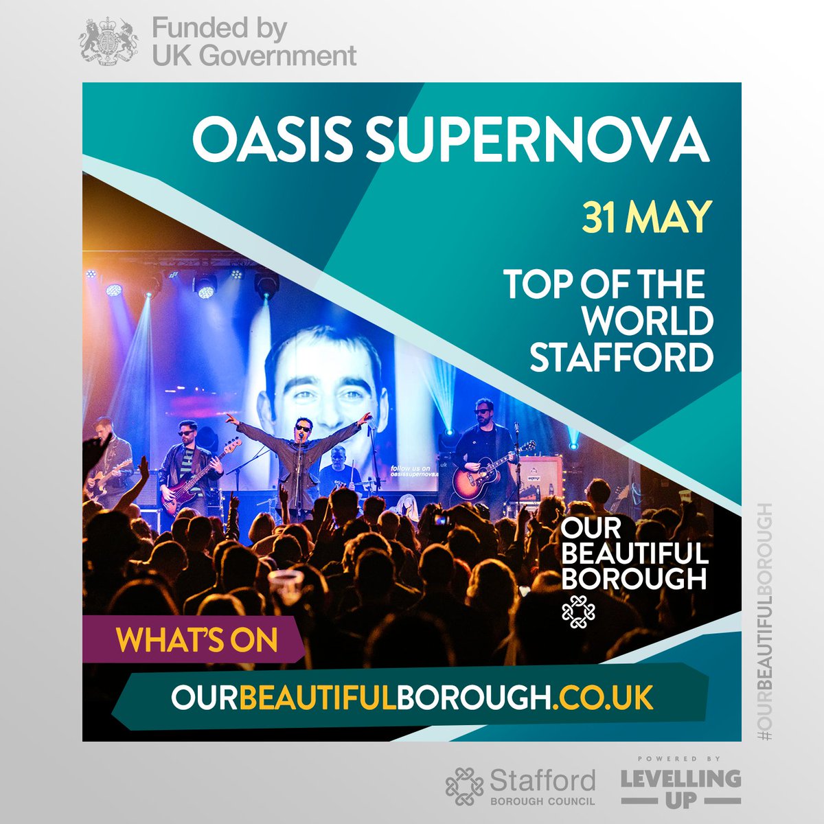 Oasis Supernova is a full live #Oasis tribute, dedicated to the sound, swagger and story of Oasis. Join them at #Couture #TopOfTheWorld, #Stafford on Friday 31 May for a stunning 4K visual show. More info here: tinyurl.com/2rxnhyca #NightsOut #LiveMusic #OurBeautifulBorough