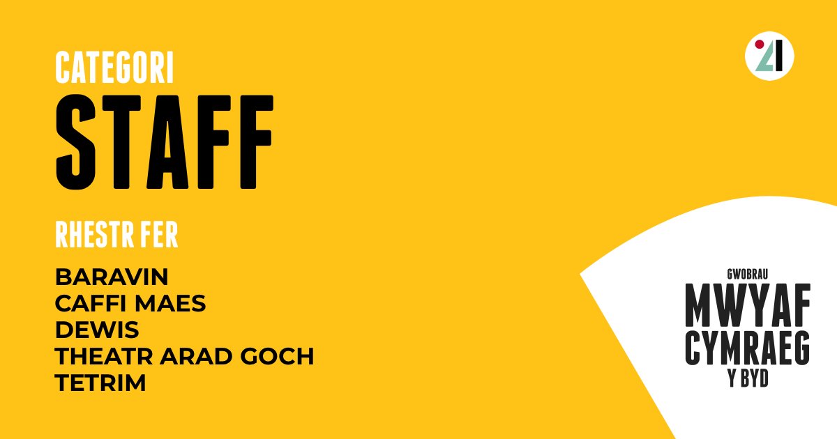 ✨ Staff Mwyaf Cymraeg y Byd: y rhestr fer ✨ 

I bleidleisio, gadewch sylw yn nodi'r emoji sy'n cyfateb i'r busnes mwyaf haeddiannol. Comment using the emoji next to your favourite before 5pm on 03/06:

💙  <a href="/baravin1/">Baravin</a> 
💚  Caffi Maes
💛  <a href="/DEWISarch/">DEWIS architecture</a> 
❤️  <a href="/AradGoch/">Cwmni Theatr Arad Goch</a> 
💜  <a href="/TeTrimTeas/">Tetrim Teas | Luxury Quality Natural</a>