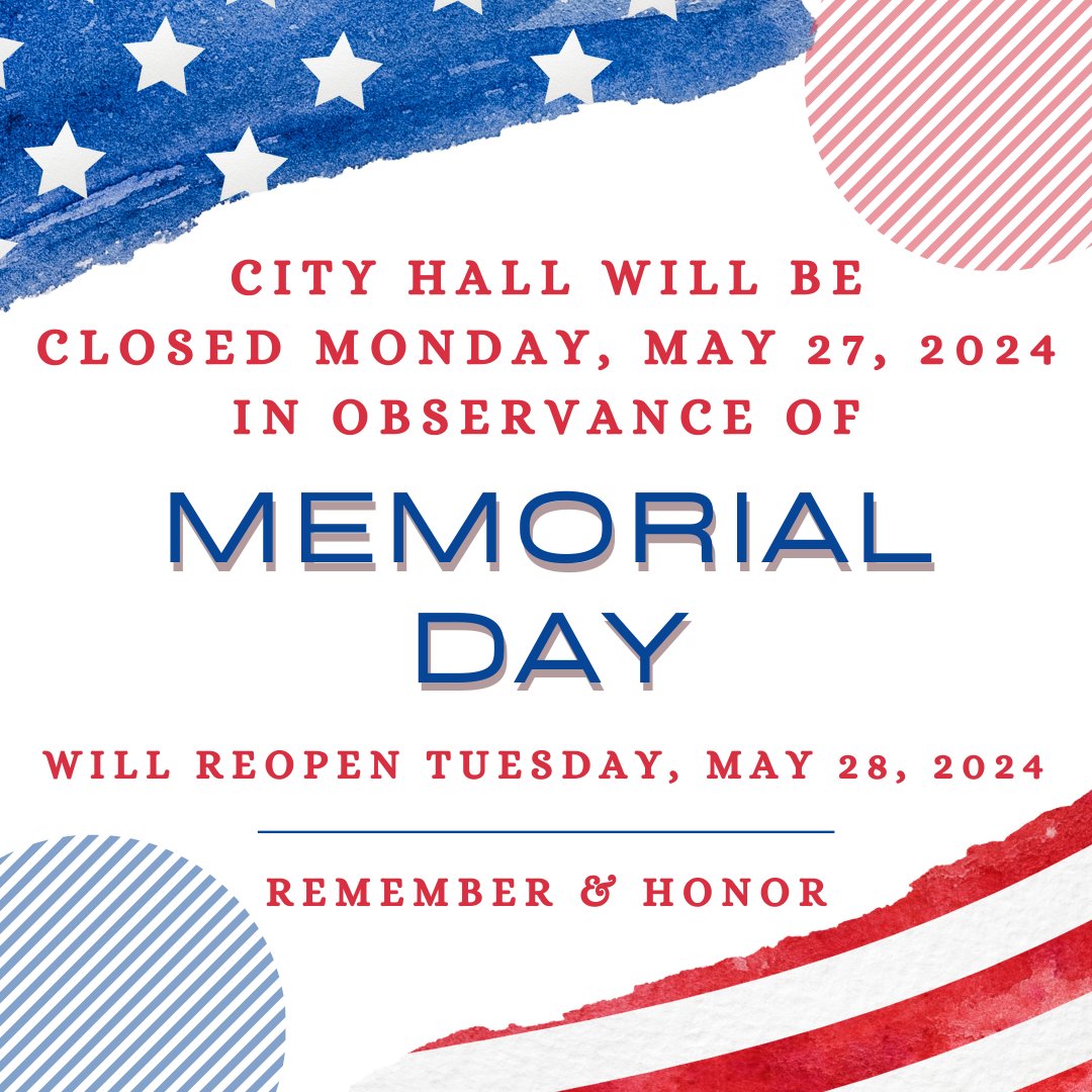 Most City Offices will be closed on Monday, May 27 in observance of Memorial Day. Please note that Public Works Maintenance Services will remain on-call. Emeryville Police Department, Alameda County Fire Department, and emergency services will continue to be available.