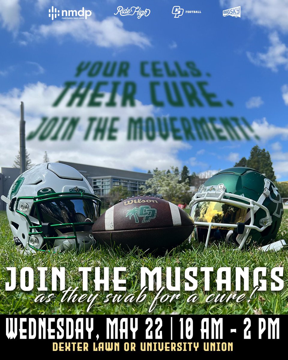 Get in the game and help save a life Join us this Wednesday out at both Dexter Lawn and the University Union from 10-2 as we swab for a cure! Just a simple swab and a few minutes of your time gets you on the donor list to save a life #RideHigh