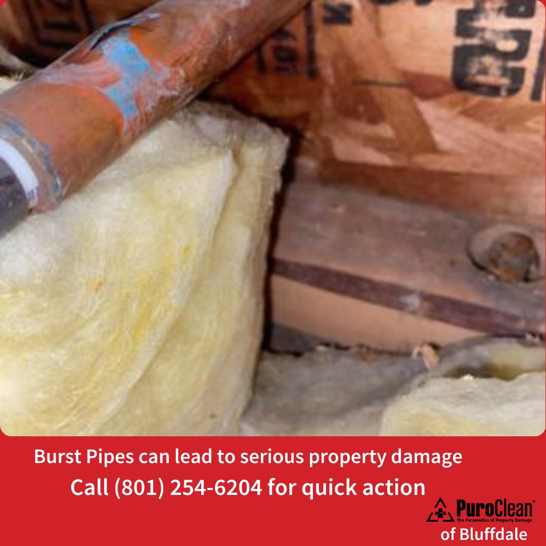 PBluffdale's tweet image. Don't let burst pipes wreak havoc in your home! 
As temperatures rise, the risk of burst pipes increases, leading to significant water damage &amp;amp; costly repairs. 
If disaster strikes, PuroClean of Bluffdale is here 24/7 to help.
#SaltLakeCity #Bluffdale #PropertyRestoration