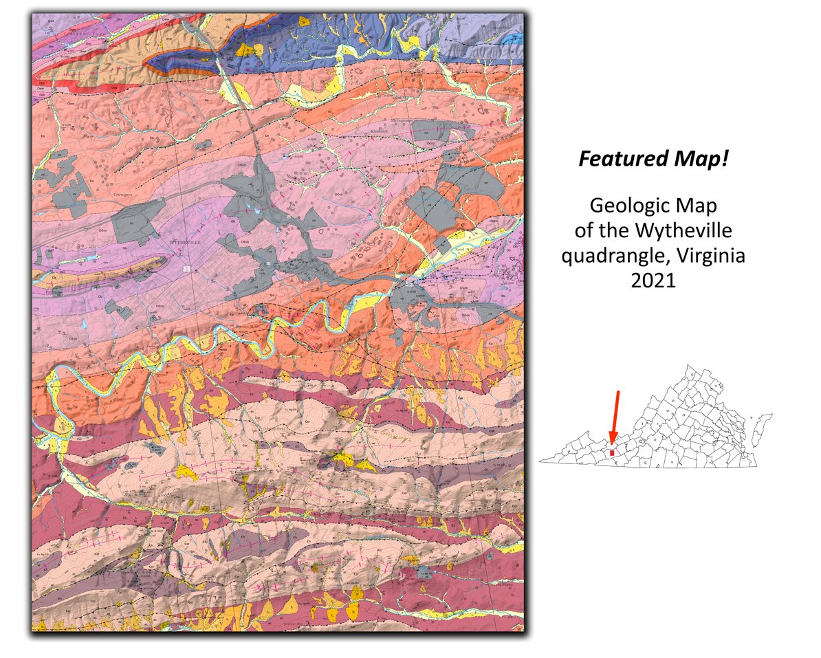 It’s #MappingMonday! The #geology #map of Wytheville area, #Virginia includes numerous sinkholes that form when limestone dissolves over time as water passes through the rock. Download for free here: tinyurl.com/2p9acvkd #VirginiaEnergy