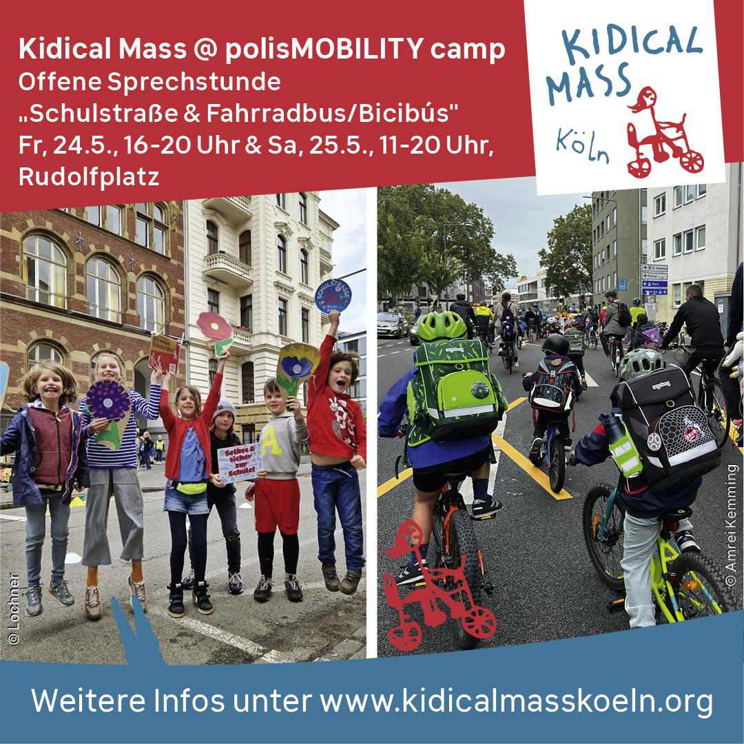 Wir freuen uns auf euren Besuch beim @polismobility camp
🎈 Fr, 24.5. 16-20h
🎈 Sa, 25.5. 11-10h
🎈 Rudolfplatz
🤸🚲 Informiert euch zur #KidicalMass #Schulstraßen #Fahrradbus
🚲🎏  Kinder Chill-Bereich mit Spieleteppich, Sitzsäcken, Glücksrad
ow.ly/3fZv50RNFsB @koeln