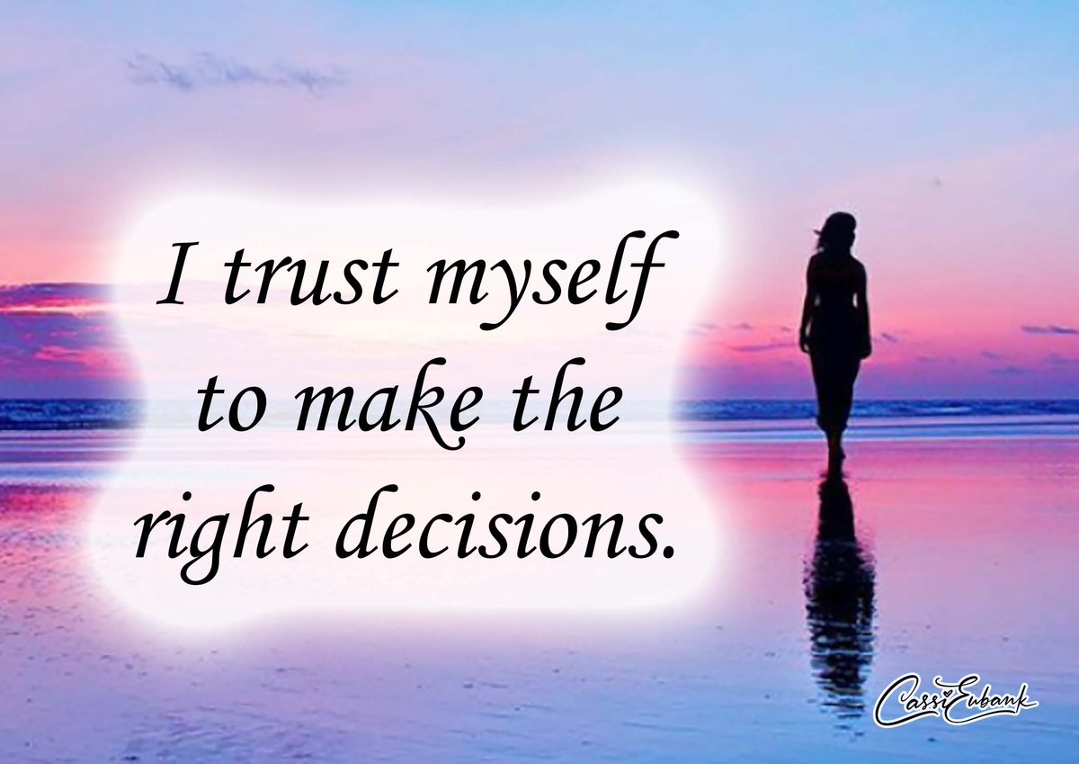 YOUR CONFIDENCE AFFIRMATION FOR TODAY
I trust myself to make the right decisions.

 #VibeHigh #EmotionalWellness #HappinessMatters #Hypnotherapy #Hypnosis #Confidence #SelfLove #Gratitude #SpiritualEntrepreneursAlliance #LiveYourBestLife