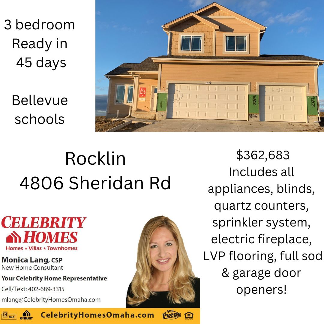 #homeforsale #newhome #celebrityhomesomaha #buildwithus
Call Monica for showings & more info! 402-689-3315 @CelebrityHmz