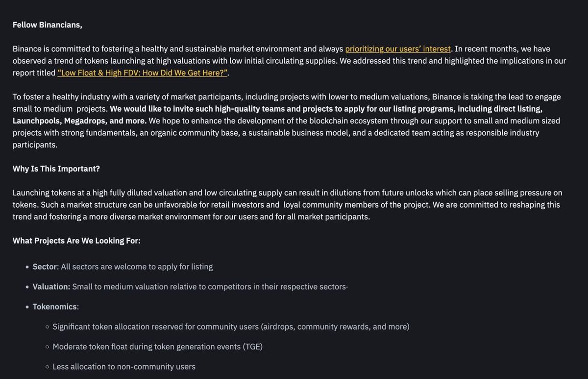 We have officially applied to have the $CHEX token listed on Binance!

It’s great to see that Binance is looking to reshape the recent trend of low float and high FDV tokens. It’s bad for our industry.

As a fully distributed project with 100% of tokens in circulation, we hope to
