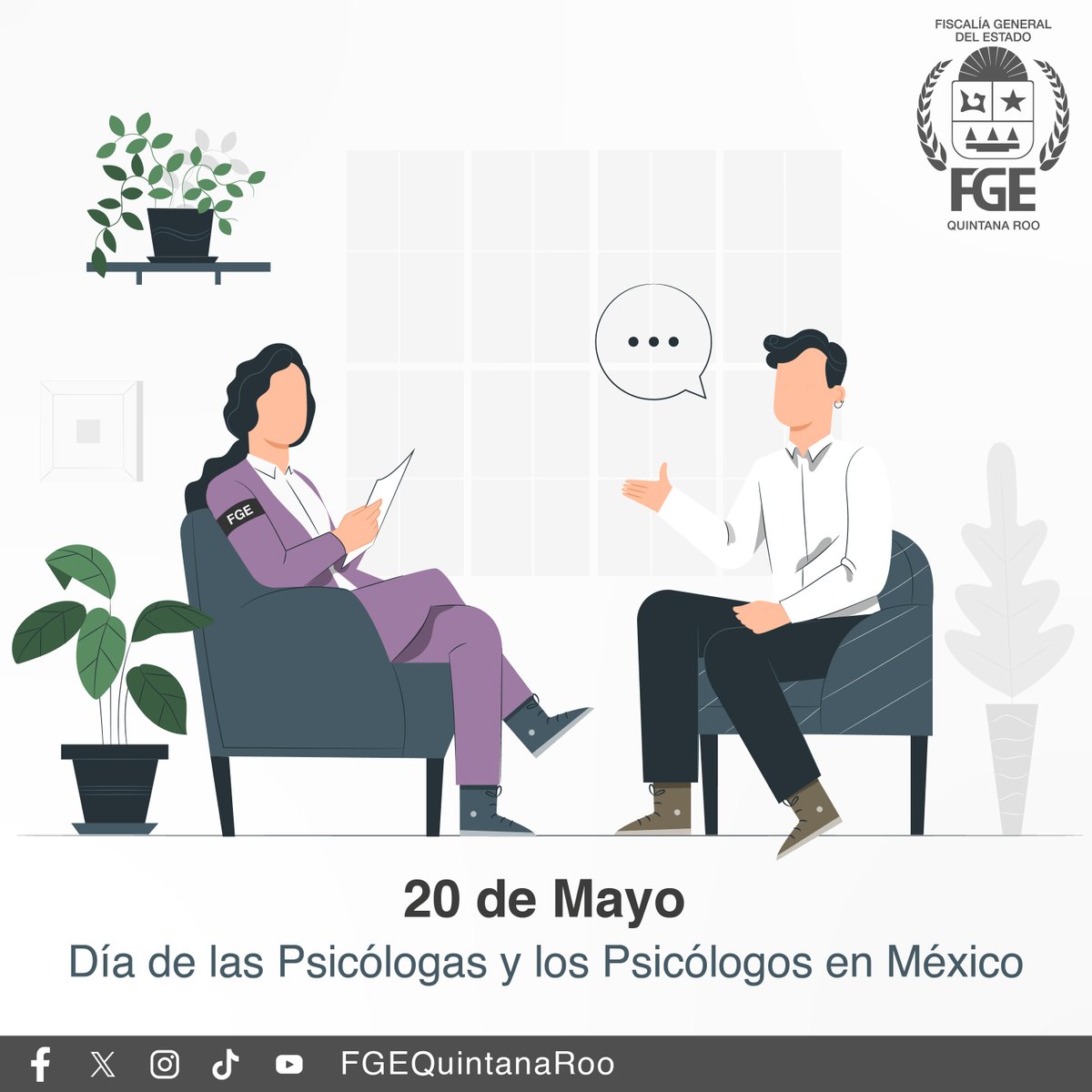 La #FGE #QuintanaRoo felicita a las psicólogas y los psicólogos que se desempeñan en esta institución de procuración de justicia con profesionalismo y empatía, en la investigación pericial y asistencia a víctimas de delito. #DíaDeLaPsicologíaEnMexico