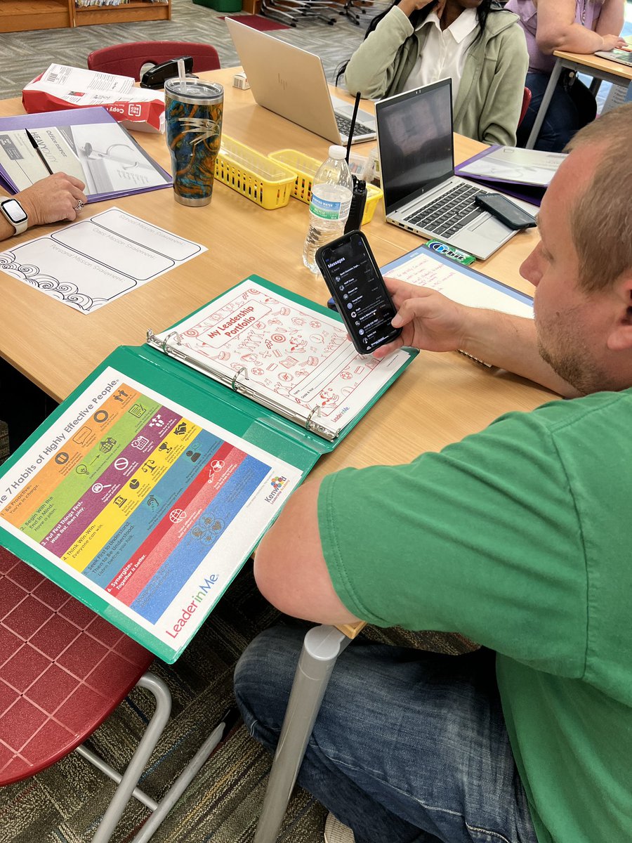 timcushman's tweet photo. The @TheLeaderinMe LighthouseTeam @RichmondDrive is working hard to prepare for next year by creating sample Student Leadership Portfolios, yearlong calendar aligned to Action Teams, and planning for a strong implementation! @chad_d_smith @RhondaRRhodes @jamiespinks @RockHillSchools