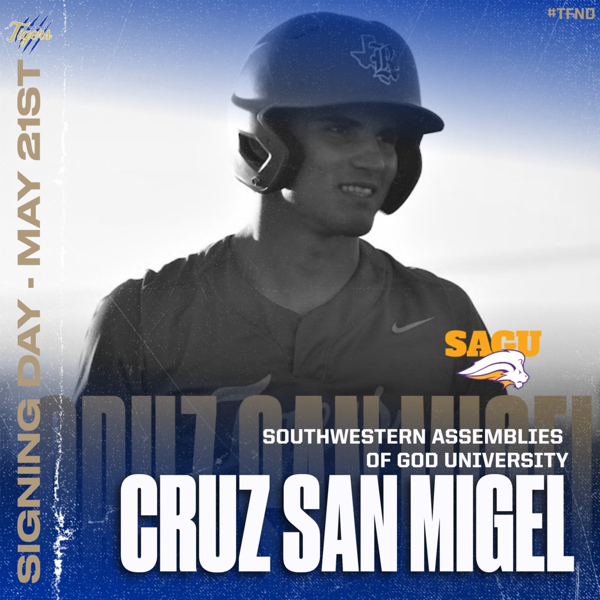 Cruz San Migel, senior at Rockdale High School, will sign a letter of intent for Baseball at Southwestern Assemblies of God University, Tuesday, May 21, 2024, at 9:00 a.m. in the Rockdale High School Competition Gym.