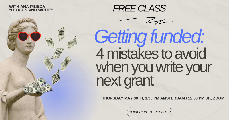 ana_pineda_'s tweet photo. Are you planning to write a grant or scientific project in the coming months? Then don't miss our FREE class coming soon! There is a replay if you cannot attend (plus links to watch our past classes). Link at the 📸 #NewPI #ECRchat #MSCA #HorizonEU