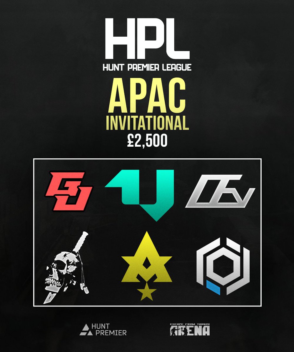 Introducing our APAC teams for 
#HPLInvitational Season 1 hosted 25th May!  

Tune in --> twitch.tv/huntpremier <a href="/tarkovarena/">Escape from Tarkov: Arena</a> 
First match kicks off at 3pm BST