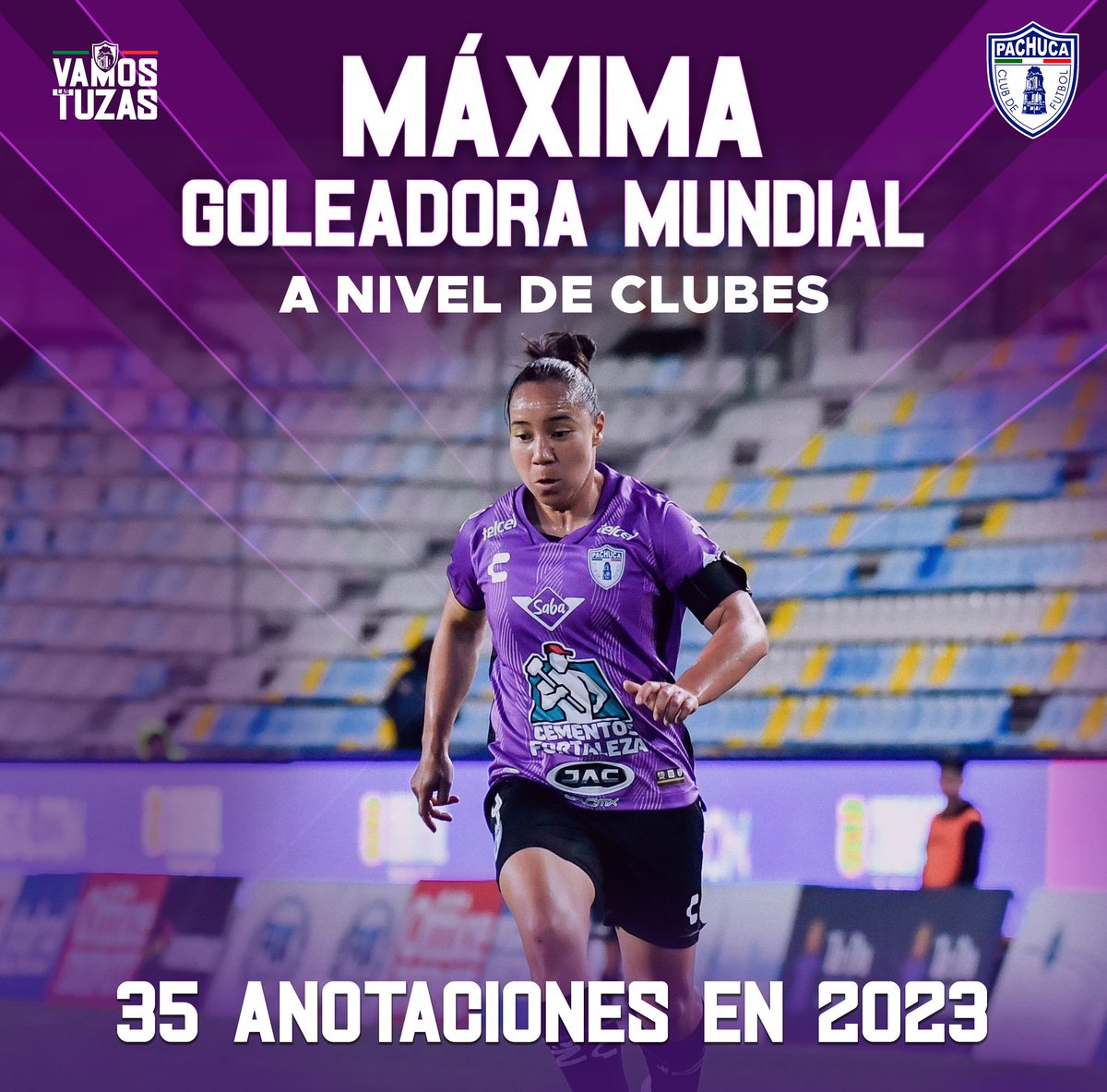 ⚽ | El 2023 ha sido el año de mayor producción goleadora de Charlyn con las Tuzas... hasta ahora. ¡Esas 3️⃣5️⃣ anotaciones le valieron ser la #MáximaGoleadora Mundial a nivel de clubes! 🤩
 
#DíaChar #VamosLasTuzas💜