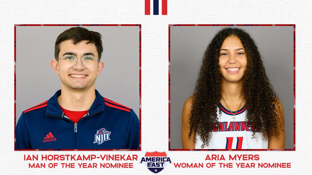 njithighlanders's tweet photo. Ian Horstkamp-Vinekar and Aria Myers Selected 2023-24 America East Conference Man and Woman of the Year Nominees

⚔️ The nominees will be narrowed down to three finalists per gender, who will be announced on Wednesday, May 29. 

🔗 | https://t.co/hKOjv7CooU

#RollTech ⚔️ https://t.co/NlUtP4kyER